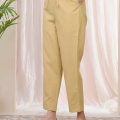 Women Cheeku Cotton Flax Solid Straight Pants