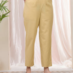 Women Cheeku Cotton Flax Solid Straight Pants