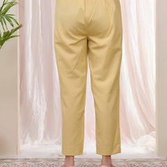 Women Cheeku Cotton Flax Solid Straight Pants