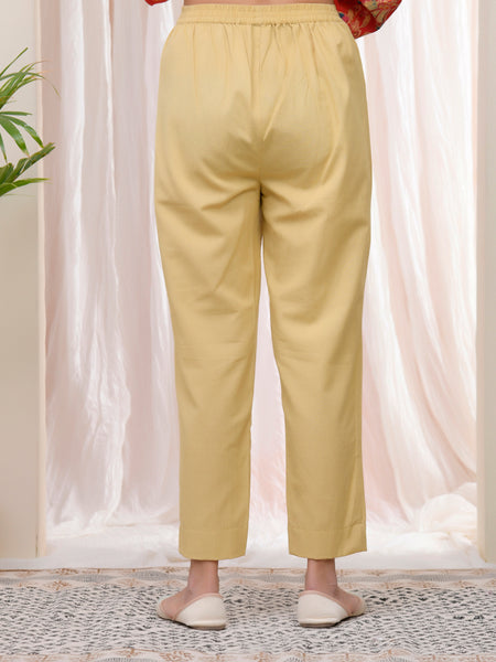 Women Cheeku Cotton Flax Solid Straight Pants