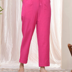 Women Rani Cotton Flax Solid Straight Pants