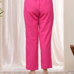 Women Rani Cotton Flax Solid Straight Pants