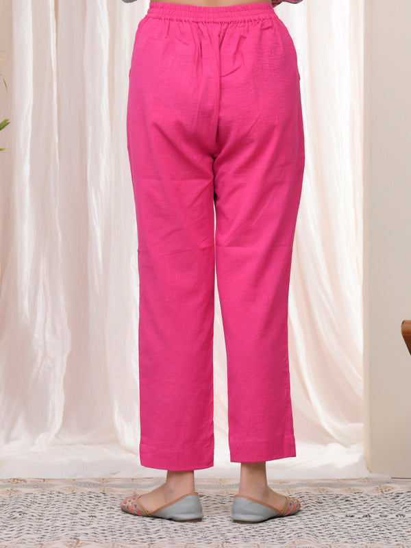 Women Rani Cotton Flax Solid Straight Pants