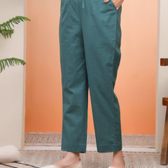 Women Ferozi Cotton Flax Solid Straight Pants