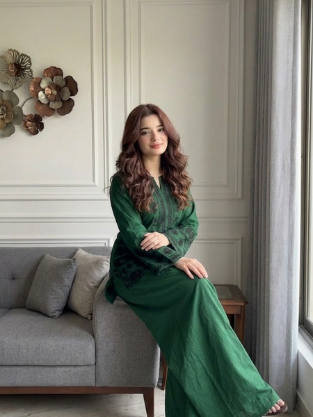 Emerald Green Embroidered Kurta Set