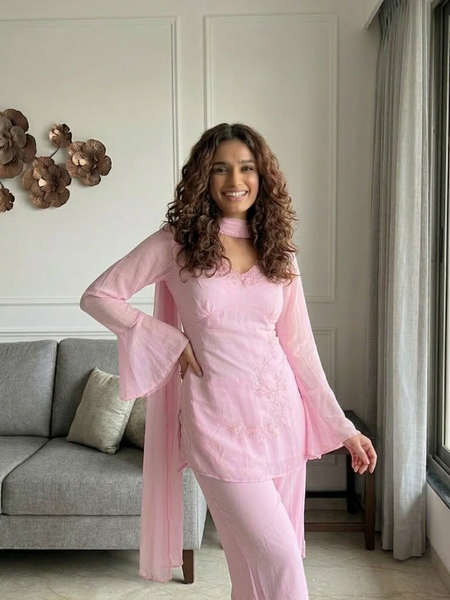 Blush Pink Embroidered Kurta Set