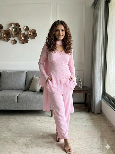 Blush Pink Embroidered Kurta Set