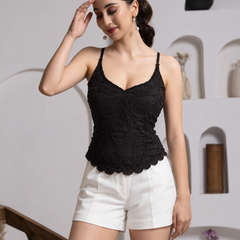 Women's Embellished Sequin Corset Cami Top