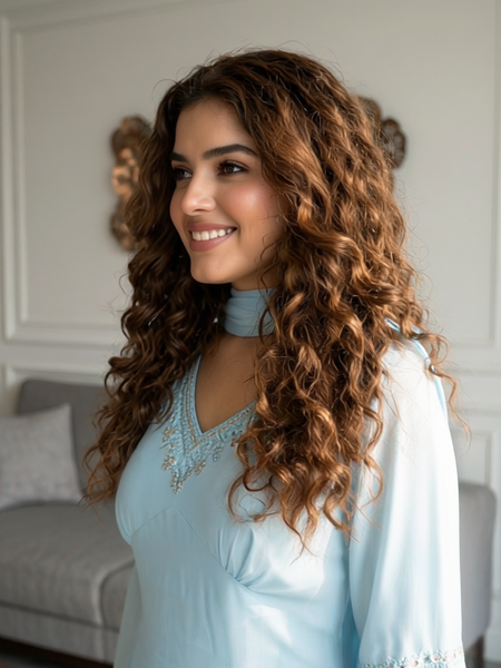 Sky Blue Embroidered Kurta Set