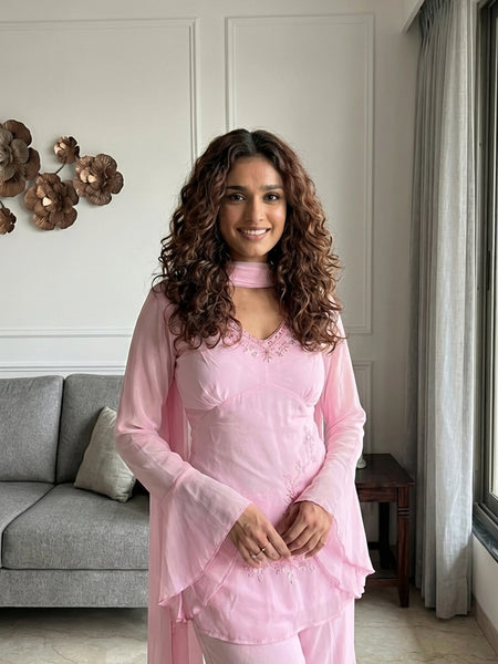 Blush Pink Embroidered Kurta Set