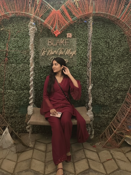 Maroon Embroidered Co-Ord Set with Flared Sleeves